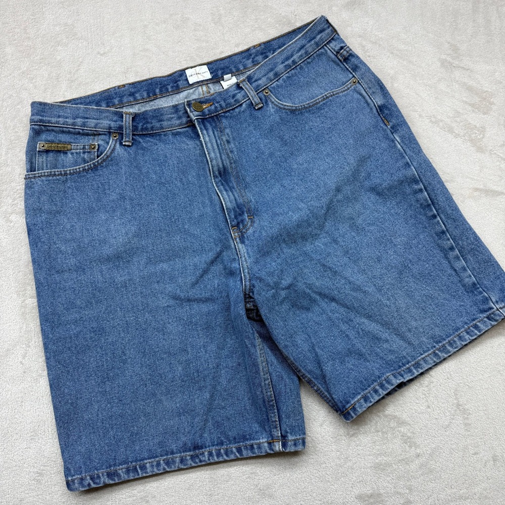 Vintage Calvin Klein Denim Shorts Mens 38 Blue Relaxed Fit Medium Wash 90s Y2K